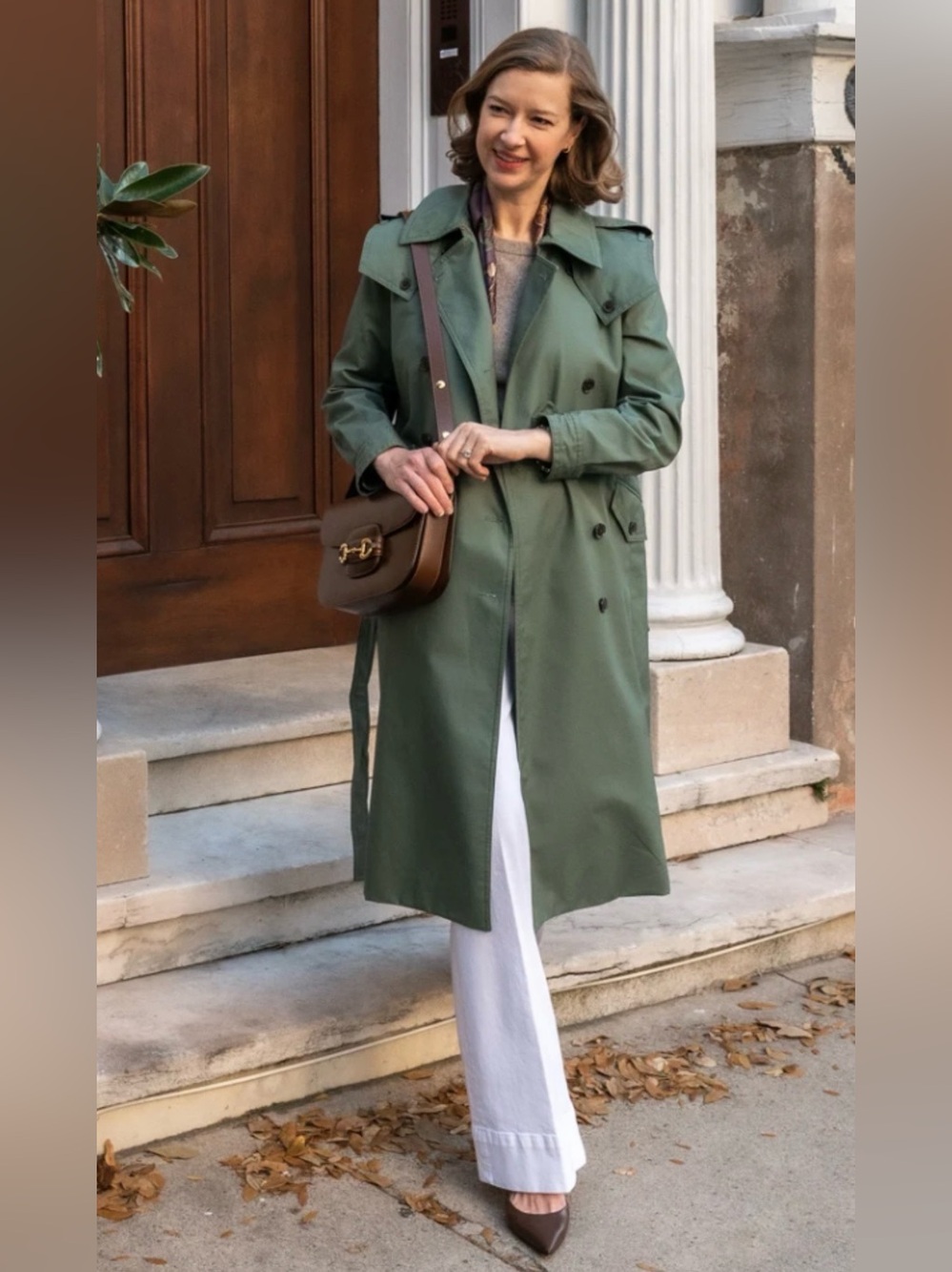 NWOT J. Crew Olive Double-Breasted Trench with Waist Tie - Picture 7 of 7